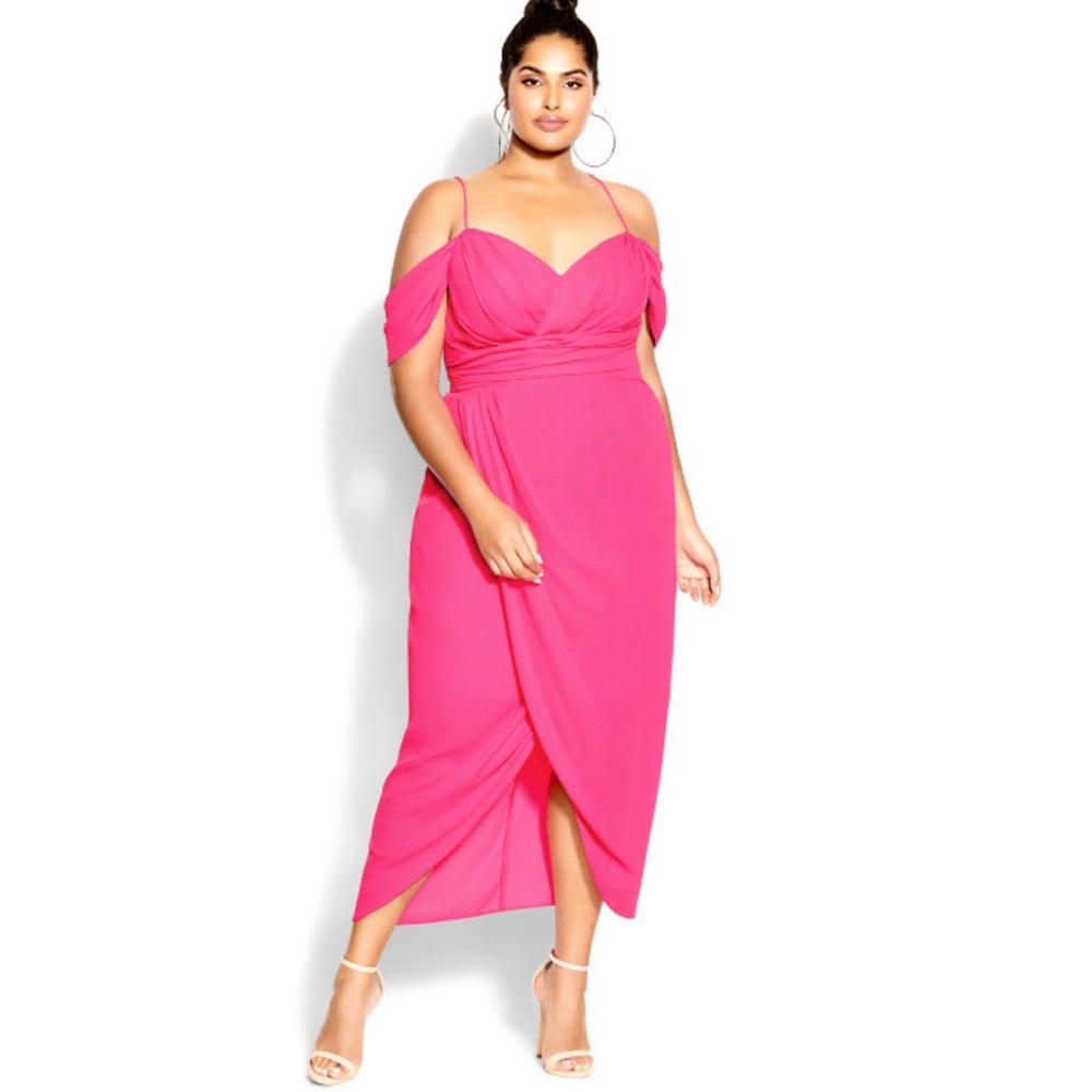 City Chic Entwine Maxi Dress Barbiecore Hot Pink
